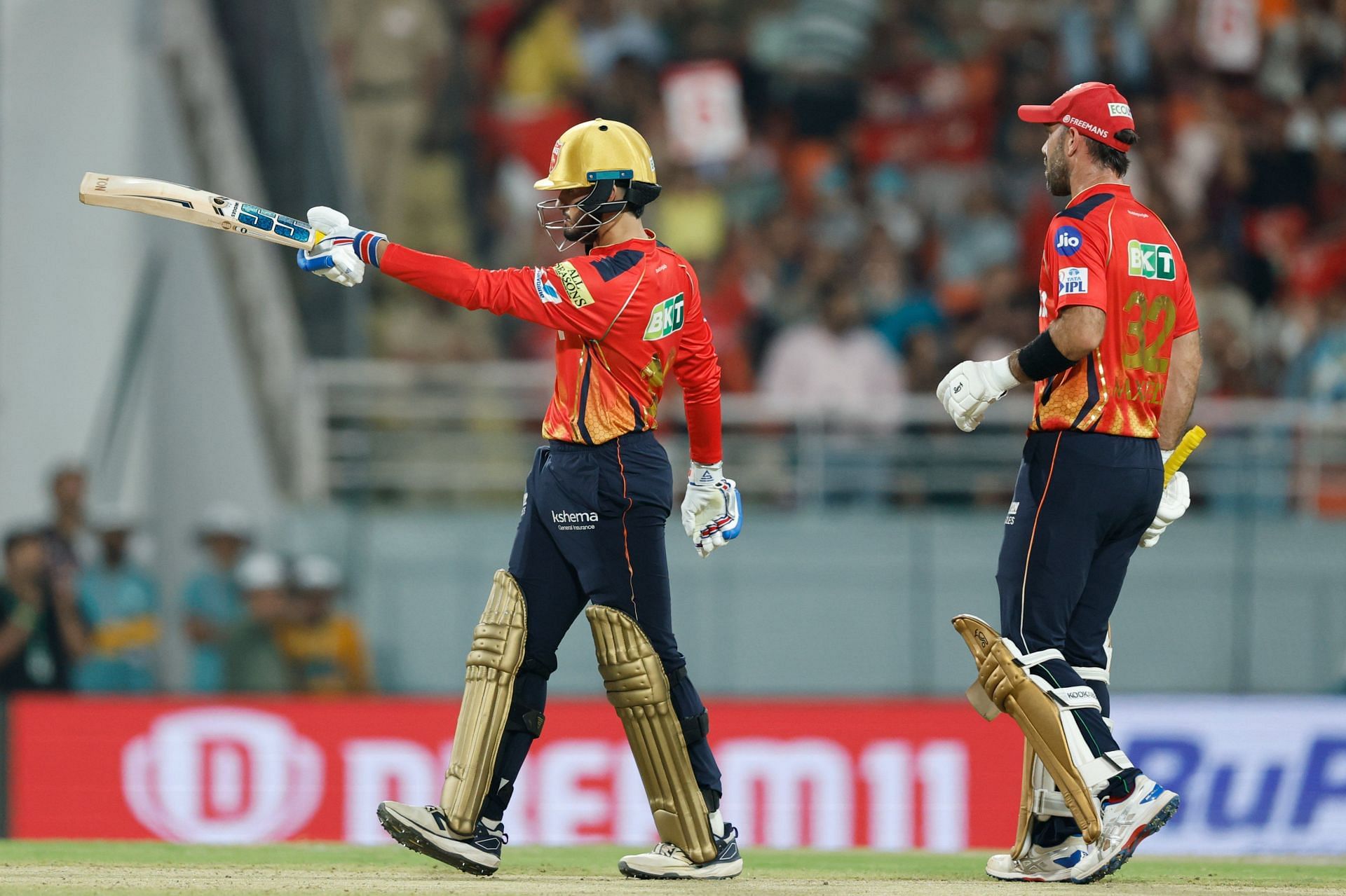 PBKS' pair of Glenn Maxwell and Nehal Wadhera fought well. (Credits: IPL X)